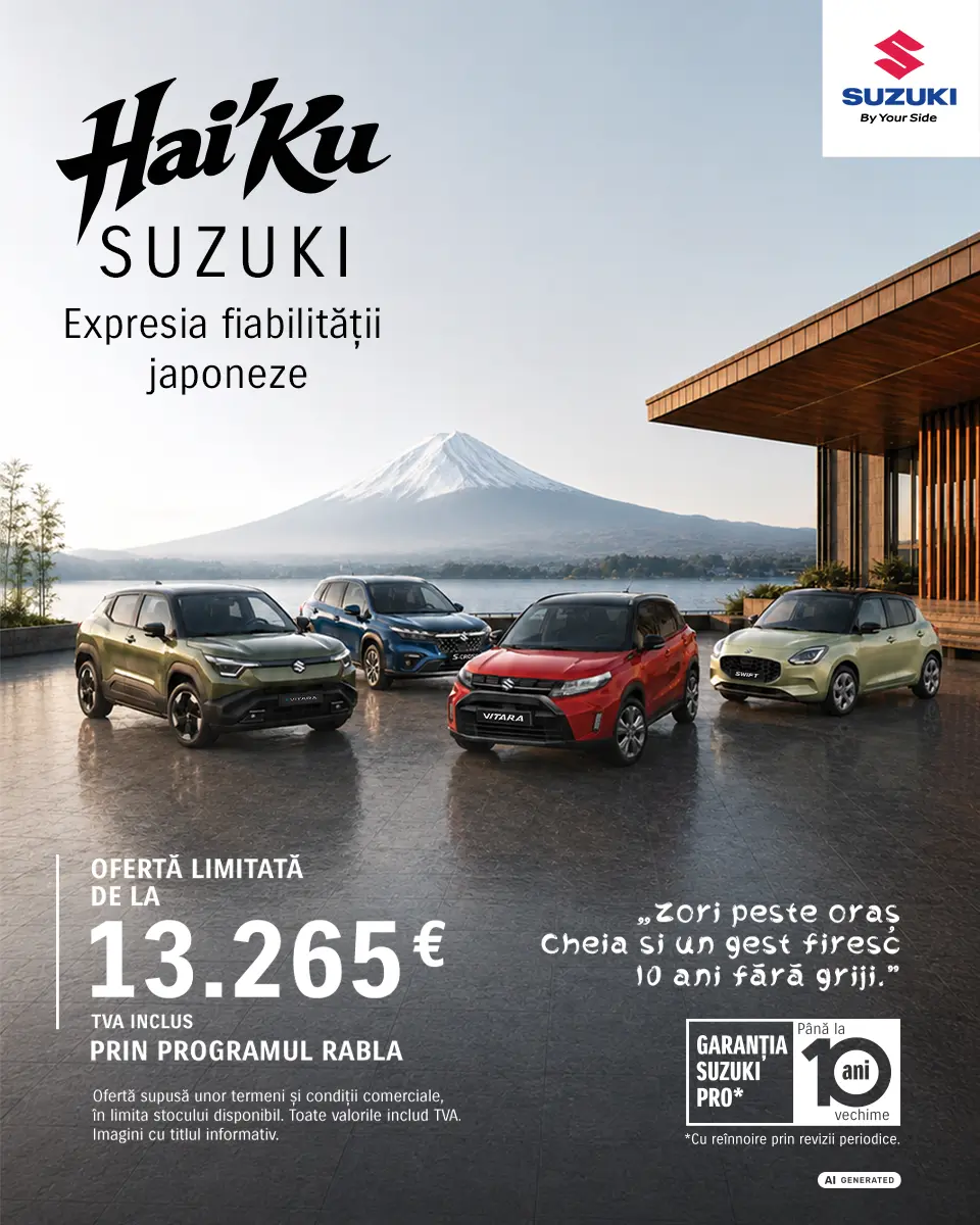 Gama Suzuki prin Programul Rabla - Ofertă limitată de la 13.265 EUR TVA inclus