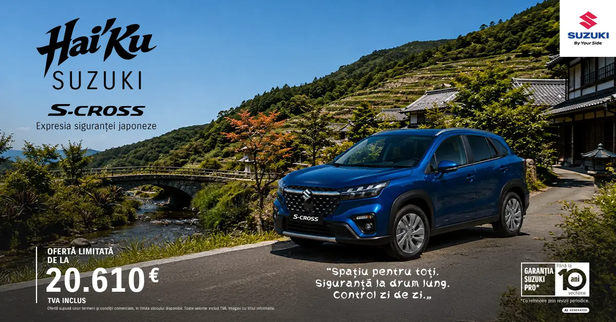Hai'Ku Suzuki S-Cross - Expresia siguranței japoneze. Ofertă limitată de la 20.610 EUR TVA inclus
